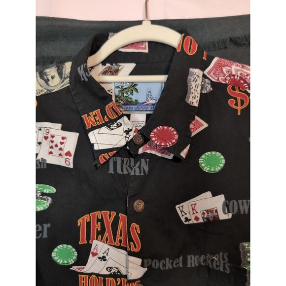 Blue water Men's Card Game Button Down Shirt Size Large(223) - Picture 4 of 8